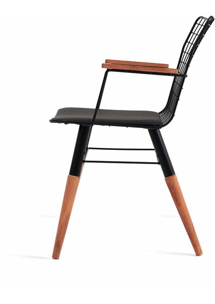 Akın Lüx Nehir Kollu 2'li Sandalye - Siyah - 78X58X59 cm fırsatları