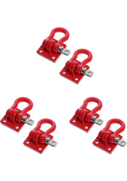 6x Metal Tırmanma Römork Çekme Kancası Kanca Tokası, Vinç Kelepçeleri Aksesuarı 1/10 Ölçekli Rc Paletli Kamyon D90 SCX10 Kırmızı (Yurt Dışından)