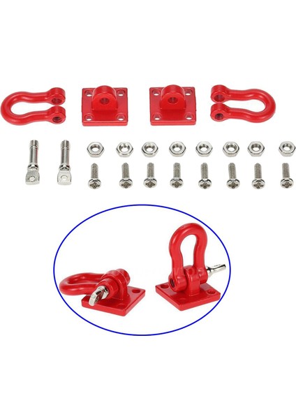 6x Metal Tırmanma Römork Çekme Kancası Kanca Tokası, Vinç Kelepçeleri Aksesuarı 1/10 Ölçekli Rc Paletli Kamyon D90 SCX10 Kırmızı (Yurt Dışından)