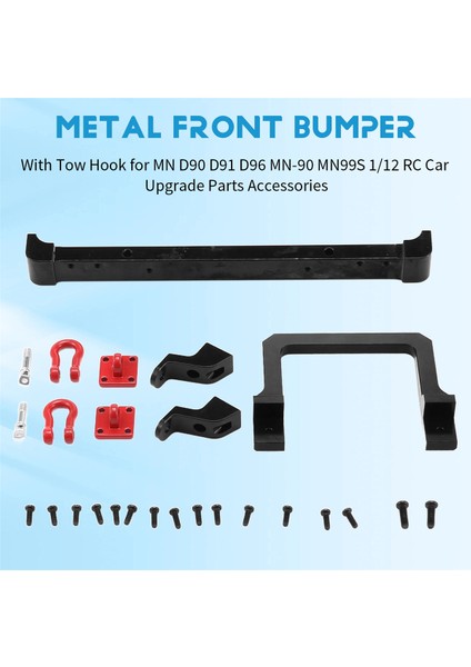 Mn D90 D91 D96 Mn-90 MN99S 1/12 Rc Araba Yükseltme Parçaları Aksesuarları Için Çekme Kancalı Metal Ön Tampon, Siyah (Yurt Dışından) fırsatları