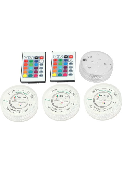 4x 10 LED Rgb Işık Sualtı Su Geçirmez Festival Ev Dekorları + 2 Uzaktan Kumanda (Yurt Dışından)