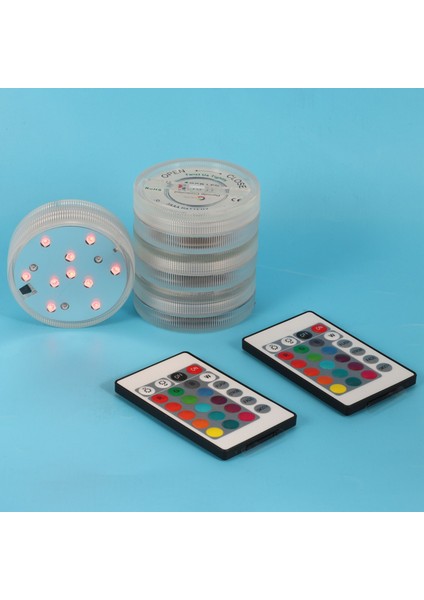 4x 10 LED Rgb Işık Sualtı Su Geçirmez Festival Ev Dekorları + 2 Uzaktan Kumanda (Yurt Dışından)