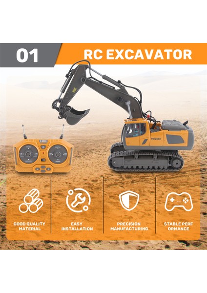 2.4g Kablosuz Rc Ekskavatör Uzaktan Kumandalı Kamyon Paletli Elektrikli Mühendislik Aracı (Yurt Dışından)