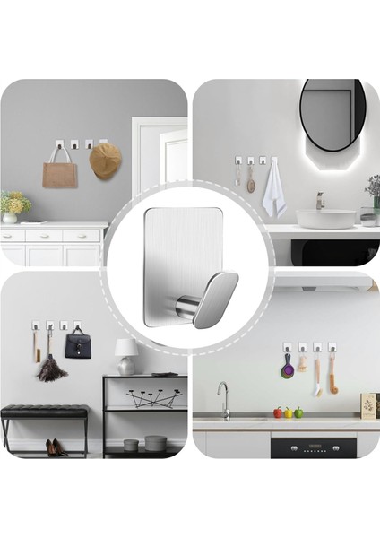 8 Adet Banyo Havlu Kancaları Yapışkanlı Duvar Kancaları Paslanmaz Çelik (Yurt Dışından)