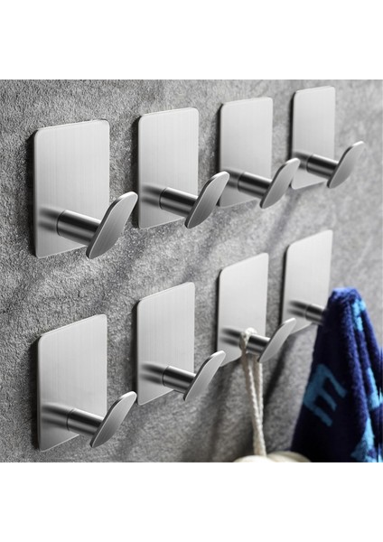 8 Adet Banyo Havlu Kancaları Yapışkanlı Duvar Kancaları Paslanmaz Çelik (Yurt Dışından)