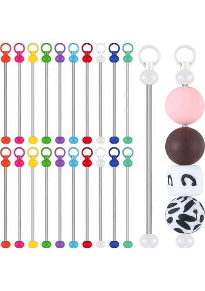 20 Parçalı Boncuklu Anahtarlık Boş Toplu Anahtarlık Yapımı Malzemeleri (Yurt Dışından)