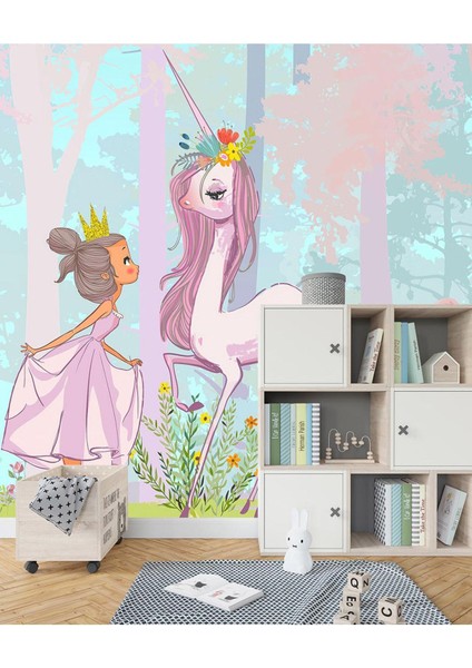 Unicorn ve Peri Çocuk Odası Poster Duvar Kağıdı