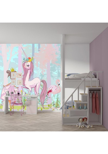 Unicorn ve Peri Çocuk Odası Poster Duvar Kağıdı