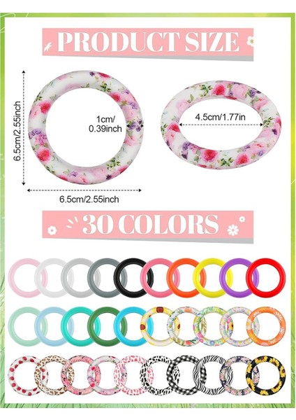 30 Adet Silikon O Halka Boncukları, 65MM Ayçiçeği Boncuklanabilir Silikon Halkalar (Yurt Dışından) modelleri
