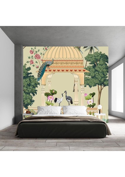 Uzakdoğu Köşk ve Kuşlar Poster Duvar Kağıdı
