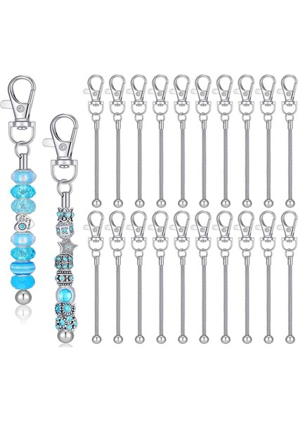 20 Adet Boncuklu Anahtarlık Şeritleri Toplu Boş Gümüş Boncuklu Anahtarlık (Yurt Dışından)