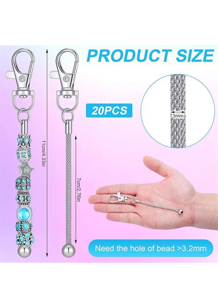 20 Adet Boncuklu Anahtarlık Şeritleri Toplu Boş Gümüş Boncuklu Anahtarlık (Yurt Dışından) modelleri