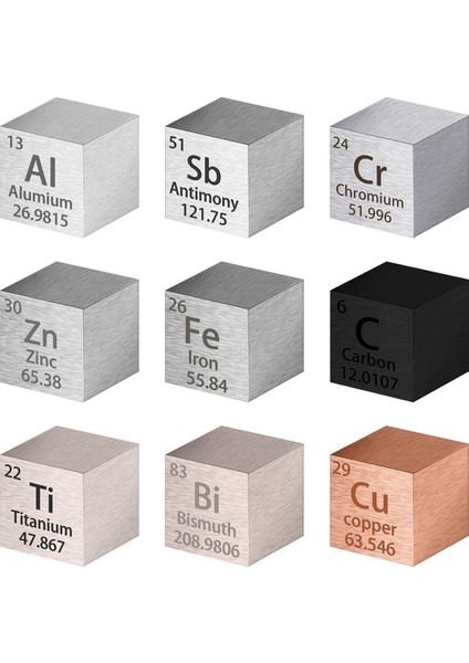 9 Parçalı Elements Kare Seti 10MM Yoğunluk Kare Periyodik Tablo (Yurt Dışından)