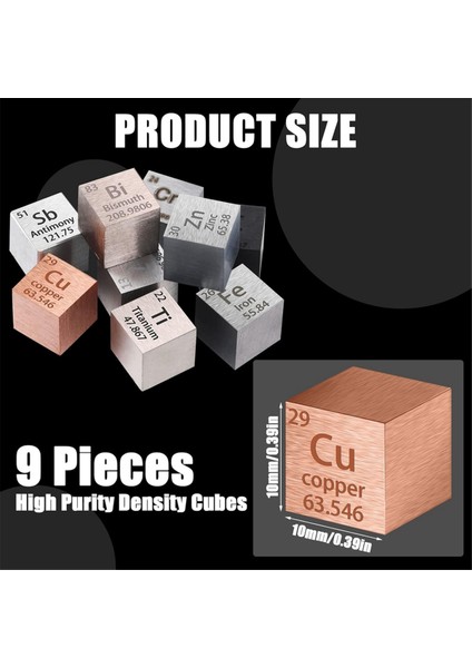 9 Parçalı Elements Kare Seti 10MM Yoğunluk Kare Periyodik Tablo (Yurt Dışından)