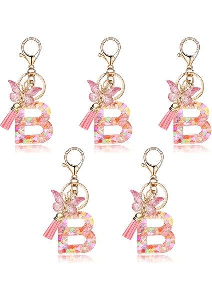 B Tipi Moda Pembe Harfli Anahtarlık Kelebek Anahtarlık (Yurt Dışından)