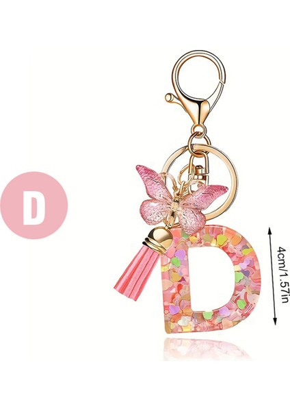 B Tipi Moda Pembe Harfli Anahtarlık Kelebek Anahtarlık (Yurt Dışından)