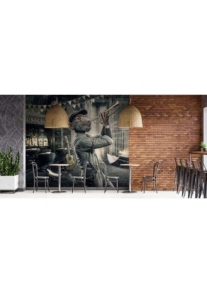 Saksafon Çalan Maymun Poster Duvar Kağıdı fırsatları