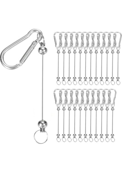 24 Adet Metal Boncuklu Anahtarlık Boşlukları Toplu Yapım Malzemeleri Seti Gümüş (Yurt Dışından)