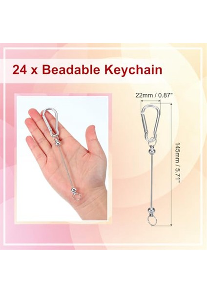 24 Adet Metal Boncuklu Anahtarlık Boşlukları Toplu Yapım Malzemeleri Seti Gümüş (Yurt Dışından) fırsatları