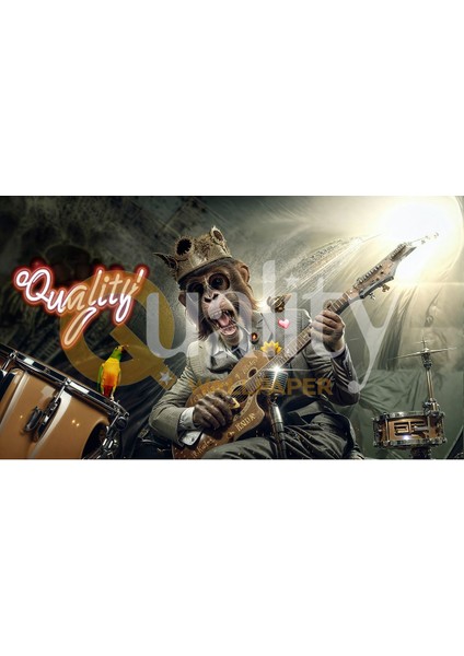 Gitarlı Maymun Poster Duvar Kağıdı