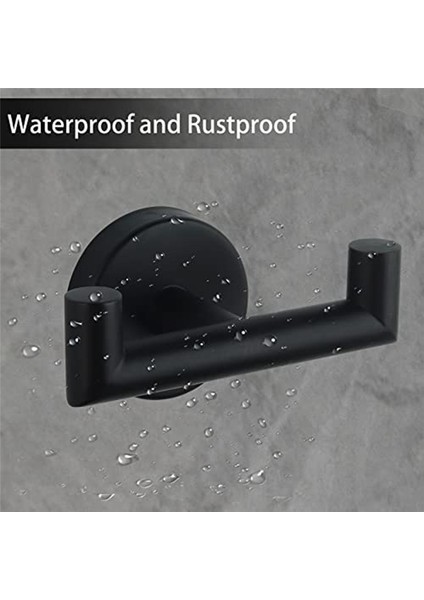 Banyo Için Çift Havlu Askısı Siyah Duvara Monte Bornoz Askısı (Yurt Dışından)