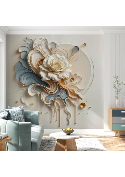 Geometrik Şekillerde Tek Gül Poster Duvar Kağıdı modelleri