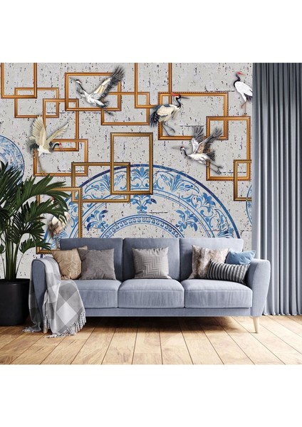 Çerçeveler Leylekler ve Çini Desen Poster Duvar Kağıdı fırsatları