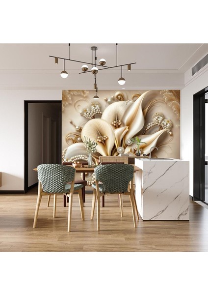 3D Incili Çiçek Poster Duvar Kağıdı