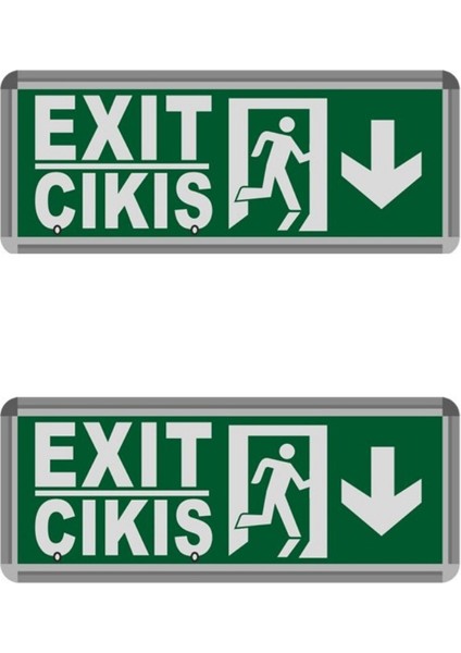 3W Çıkış-Exit LED Armatür - 2 Adet (Aşağı) Hs 4601