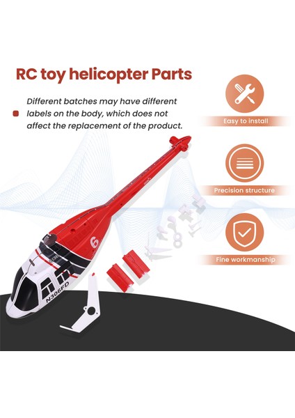 Rc Oyuncak Helikopter Yükseltme C138 Gövde Kabuk Kiti Era Bell 206 1:33 Parçaları Kırmızı (Yurt Dışından)