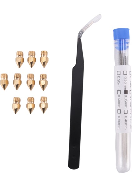21 Parça 3D Yazıcı Nozulu ve Temizleme Seti 0.4 mm Mk8 Nozullar Iğneler 1 Paket Cımbız Aracı Paslanmaz Çelik (Yurt Dışından)