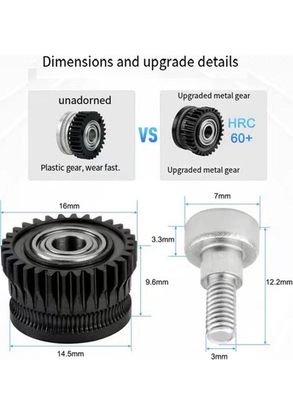 K1/K1C/K1 Max/ender3/v3 Plus V3 Upgrade 3.0 Sertleştirilmiş Çelik Için 3D Yazıcı Çift Dişli Ekstruder Kiti (Yurt Dışından)