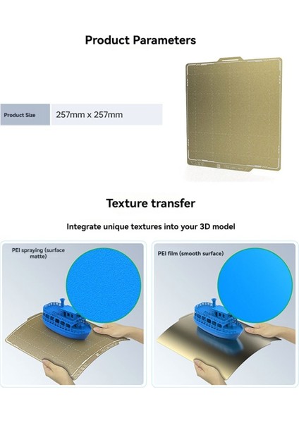 Panda Yapı Plakası Için P1S P1P Sac Yay Çelik 257X257MM Dokulu Pei Bambulabs Isıtmalı (Yurt Dışından)