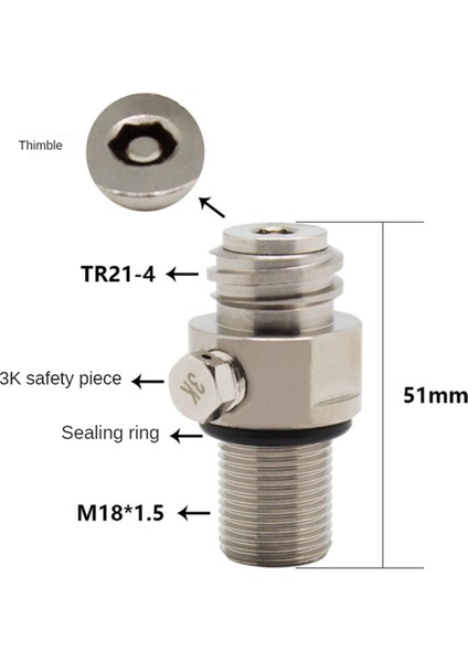 Soda Şişesi Yeniden Doldurulabilir Co2 Valfi M18X1.5 Giriş - TR21-4 Çıkış (Yurt Dışından)