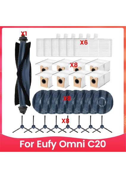 Omni C20 Elektrikli Süpürge Ana Yan Fırçalar Hepa Filtreler Paspas Bezi Toz Torbaları Yedek Parçaları (Yurt Dışından)