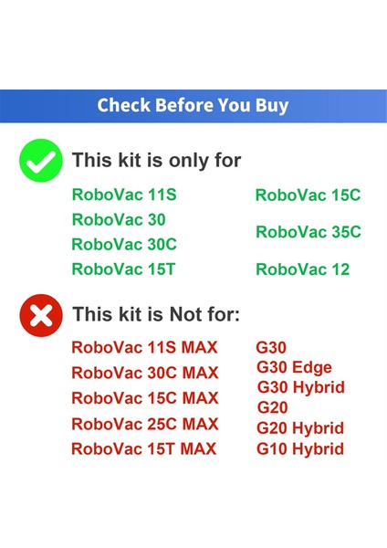 Robovac 11S 30 30C15C 15T 12 35C Robot Süpürge Yedek Parçaları Filtreler Yan Fırçalar Döner Fırça (Yurt Dışından)