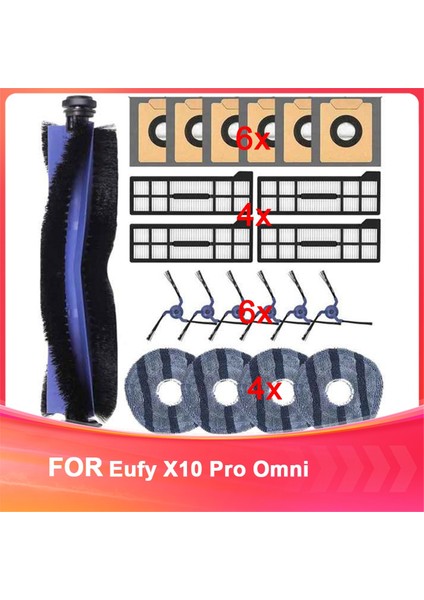 X10 Pro Omni Vakum Parçaları Için Yedek Aksesuarlar Ana Fırça Paspas Bezi Yan Fırçalar Hepa Filtre Toz Torbaları (Yurt Dışından)