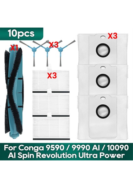 9590 9990 Aı 10090 Revolution Ultra Power Home Ana Yan Fırça Hepa Filtre Toz Torbası Yedek Parça (Yurt Dışından)