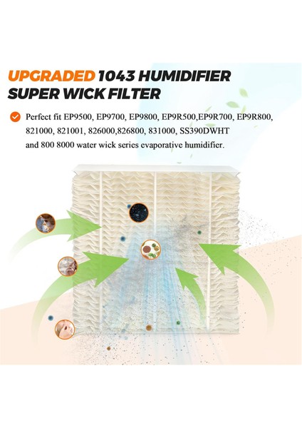1043 Essick Air Ep9 Serisi EP9500 EP9700 ve Yerden Tasarruf Sağlayan 800 8000 Nemlendiriciler Için Nemlendirici Fitil Filtreleri (Yurt Dışından) fırsatları