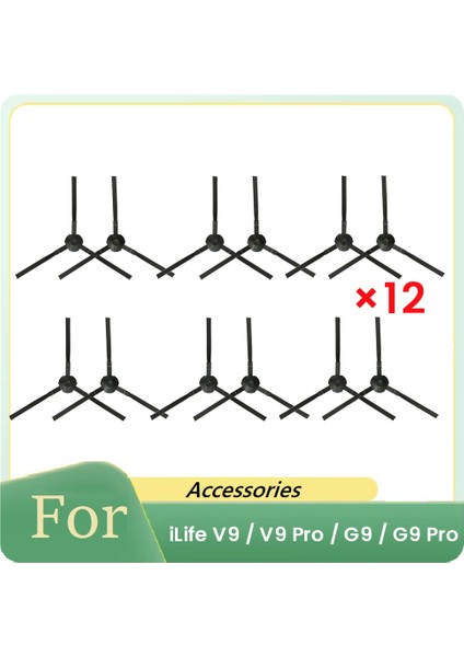 V9 / Pro G9 Robot Süpürge Parçalarının Değiştirilmesi Için 12 Adet Yan Fırça (Yurt Dışından)