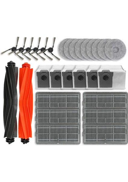 X40 Pro Ultra Robot Süpürge Yedek Parçaları Ana Yan Fırça Hepa Filtre Paspas Toz Torbaları Yedek Parça (Yurt Dışından)