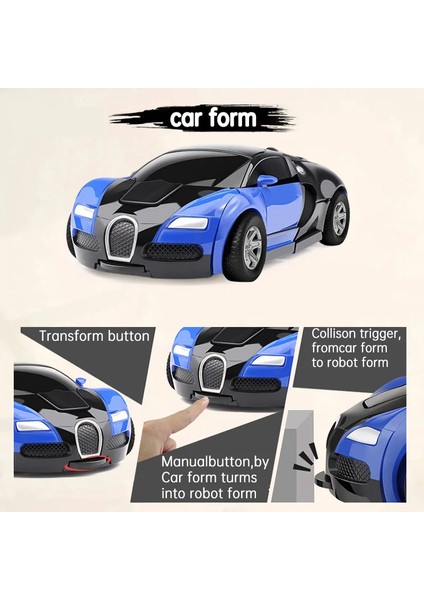 Çocuk Dönüşüm Araba Oyuncak Araba Çarpışma Atalet Tek Tıklamayla Dönüşüm Robot Araba Oyuncak (Yurt Dışından)