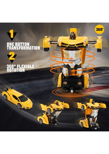 Erkekler Için Rc Arabaları Dönüştürün 4-7 8-12, 2.4ghz 1:18 Ölçekli Uzaktan Kumandalı Araba Dönüştürme Robotu, Tek Tuşla Deformasyon 360° Dönüş (Yurt Dışından)