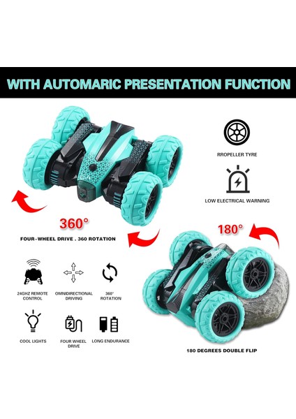 LED Uzaktan Kumandalı Araba Dublör Çiçekli Rc Arabalar Çift Taraflı Damperli 4WD Off-Road Dublör Araba 360° Döndürülür 2.4ghz Şarj Edilebilir Oyuncak Arabalar Erkekler Için 8-12 (Yurt Dışından) fırsatları