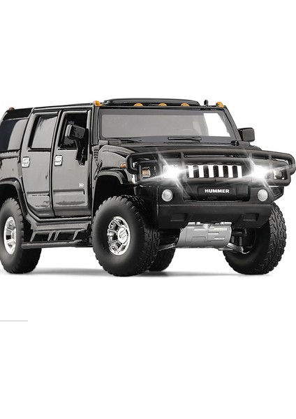 1/32 Hummer H2 Suv Off-Road Oyuncak Araba Jkm Döküm Metal Minyatür Model Ses ve Işık Kapısı Açılabilir (Yurt Dışından)