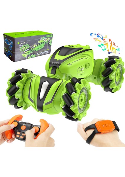 Boutiques Uzaktan Kumandalı Araba, 2.4ghz Rc Dublör Araba, Çocuklar Için 4WD Buggy, Işıklı ve Müzikli Rc Drift Arabası 8-12 Yaş Erkek ve Kız Çocuklar Için Rc Araba (Yeşil) (Yurt Dışından)