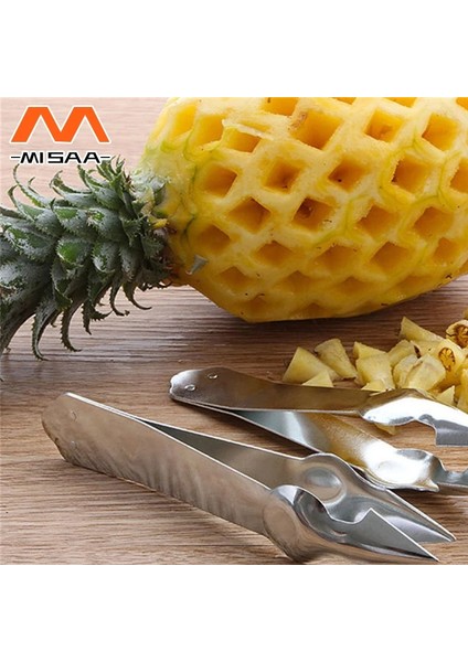 01 Çilek Soyucu Klipler Meyve Soyucu Ananas Tart Dilimleme Kesici Paslanmaz Çelik Mutfak Bıçağı Alet Ananas Dilimleme Klipleri (Yurt Dışından)