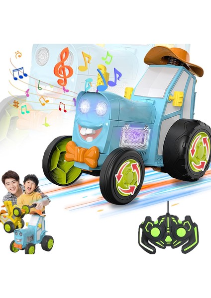 Çılgın Zıplayan Araba, Dans Eden Gösteri Arabası, Kablosuz Uzaktan Kumandalı Araba, Hafif Müzik Sallanan Taklalanan Elektrikli Çocuk Oyuncak Tren (Mavi) (Yurt Dışından)