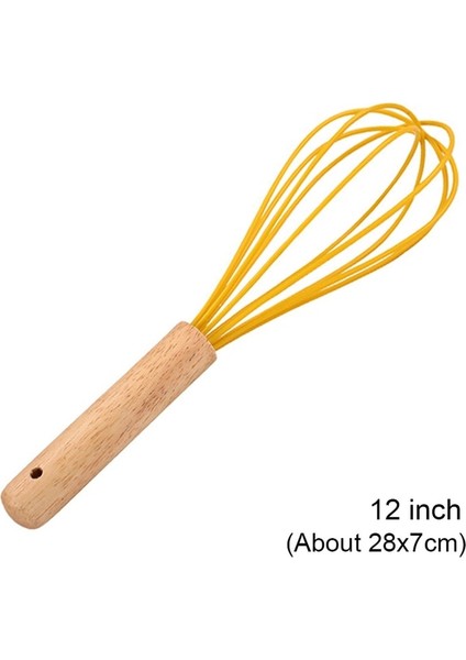 12 Inç Manuel Yumurta Çırpıcı Ahşap Saplı Silikon Mikser Yumurta Çırpıcı Çırpma Mutfak Alet Yumurta Krem Karıştırma Mutfak Pişirme Pasta Araçları (Yurt Dışından)