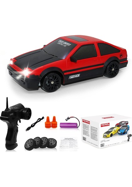 Rc Drift Araba 2.4ghz 1:24 Ölçekli 4WD Yüksek Hızlı Uzaktan Kumandalı Arabalar LED Işıklı Ler ve Sürüklenen Lastikler Yetişkinler Için Yarış Sporu Oyuncak Arabalar Erkek Kız Ço (Yurt Dışından)